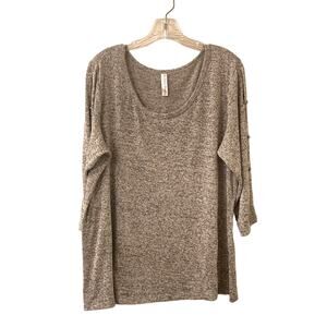 Per Seption Woman Lightweight Sweater, 3/4 Length Sleeve, Grey, Size 2X